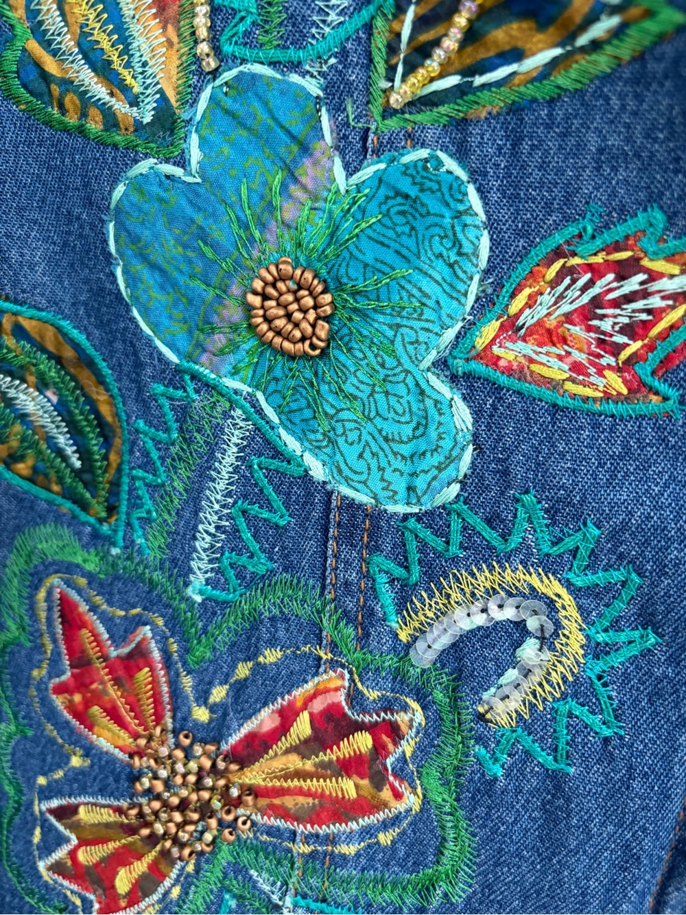 Coldwater Creek Embroidered Blue Denim Jacket - Women's - Picture 9 of 10